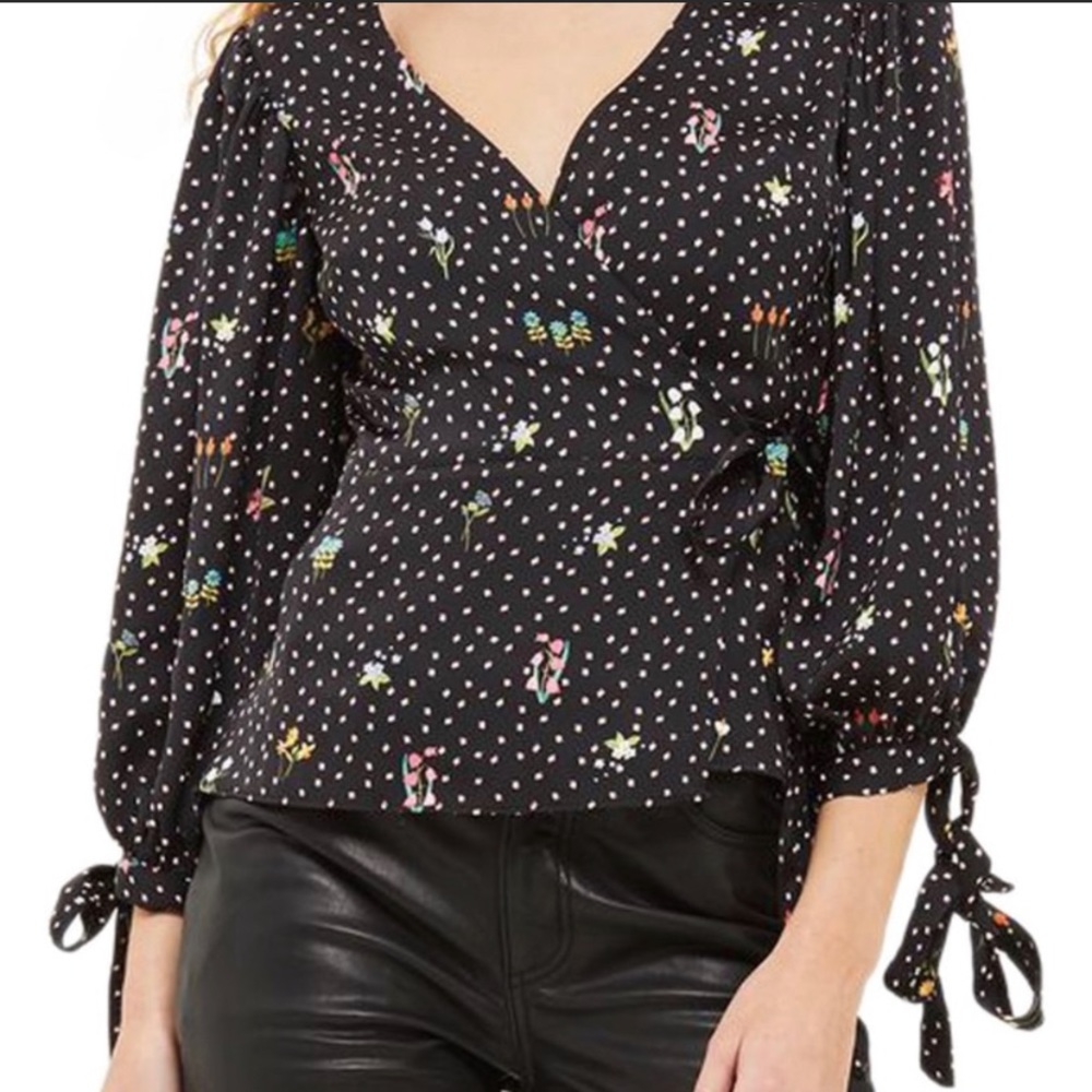 TOPSHOP Floral Wrap Blouse Size US 12